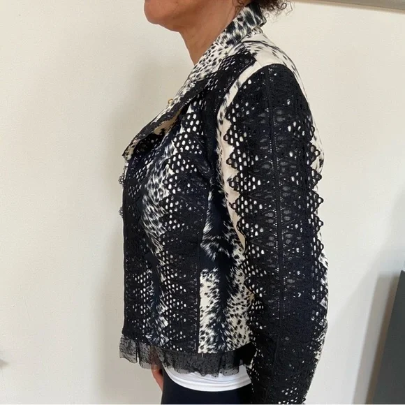 Vintage Alberto Makali White Lace Trim Western Blazer Cowgirl Rodeo Jacket - Picture 3 of 7